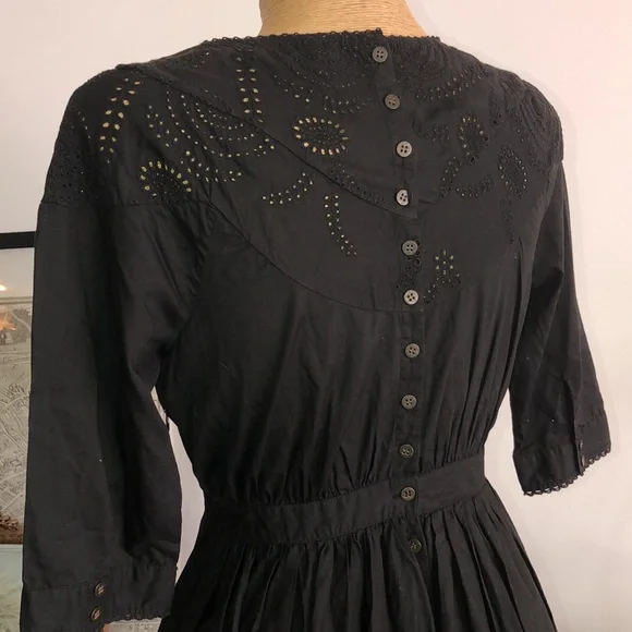All Saints co ltd Soitakfields embroidered black dress size 6 - Picture 5 of 8